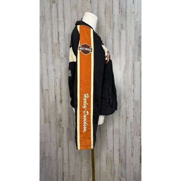 Harley-Davidson Women's Motorcycle Jacket Black/Orange‎ Size Small Racing Style - Picture 4 of 5